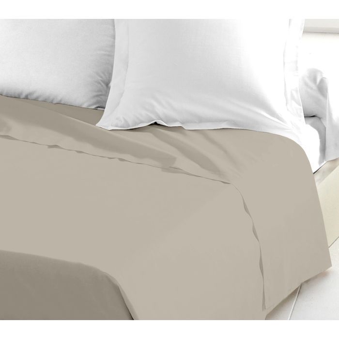 Drap plat - LOVELY HOME - 100% coton - 180 x 190 cm - Beige Clair