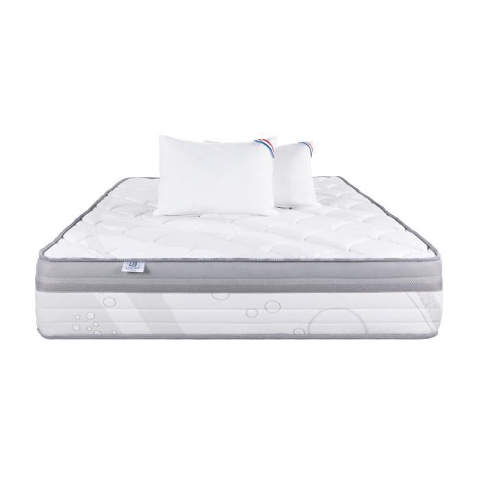 Matelas 140x200 cm ViscoPlus 26 cm mémoire de forme ferme face été-hiver + 2 oreillers Matelas 140x200 cm ViscoPlus 26 cm mémoire de forme ferme face été-hiver + 2 oreillers