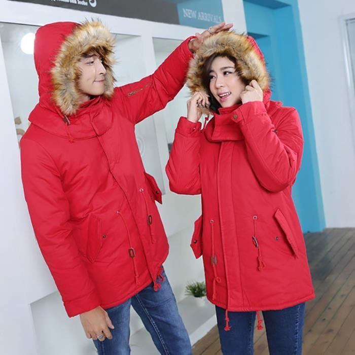 Doudoune avec fourrure rouge homme top