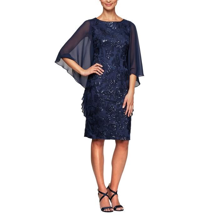 Robe Cocktail Adrianna Papell - Taille 2 - Dentelle Brodée Pétales - Neuf Avec étiquettes