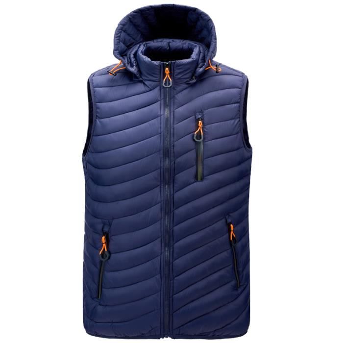 Doudoune Homme Sans Manche Doudoune avec Capuche avec Zippe Veste Ourlet arrondi en Duvet Chaud en Automne et Hiver Bleu Bleu Cdiscount Pret a Porter
