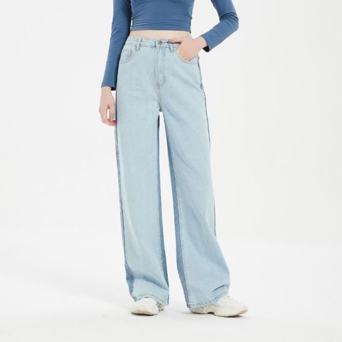 Jean Femme INSFITY Coupe Loose Taille haute Bleu dechire