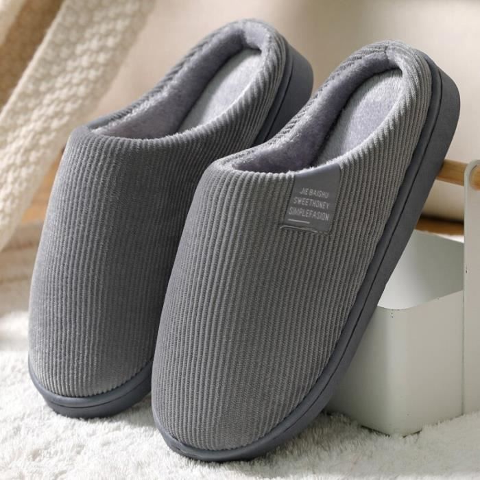 Chaussons Homme Femme En Peluche Douce - Antidérapants, Semelle Mémoire De Forme, Lavables En Machine - Pour Intérieur Et Extérieur