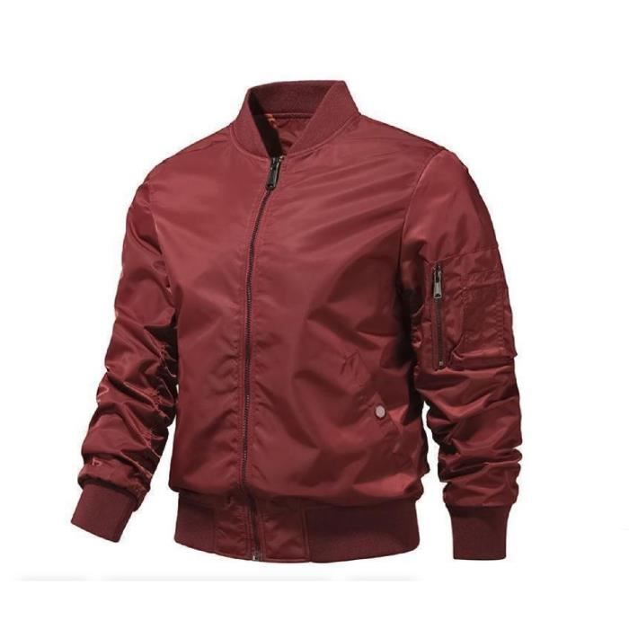Blouson Homme Leger Casual Pour Printemps Ete A Zippee Bomber De Couleur Uni Veste Coupe Vent Jacket Homme rouge M Rouge Cdiscount Pret a Porter