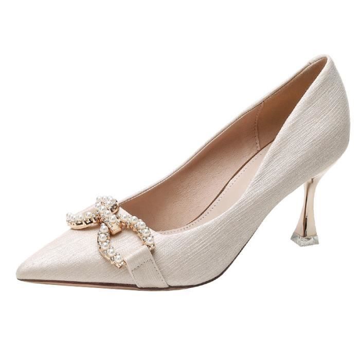 Escarpins Femme Pointu Les Sequins Perles Haute Qualite Beige 5.5cm G158 Achat Vente Escarpins Femme Pointu Les Sequins Perles Haute Qualite Beige 5.5cm G158 pas cher Cdiscount
