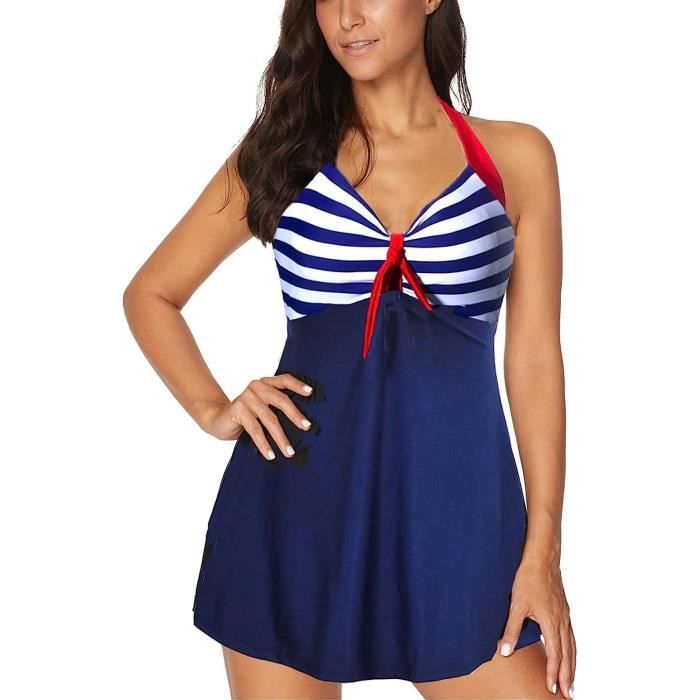 Maillot De Bain Une Pièce Femme Avec Jupe – Rembourré, Bretelles Réglables, Tissu Nylon/Élasthanne