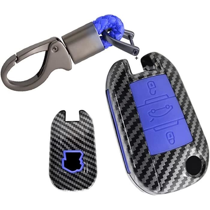 Porte-clés Fibre Carbone Pour Peugeot 208 - Anneau D Pivotant 360° - Avec Tournevis - Noir 12,5 Cm