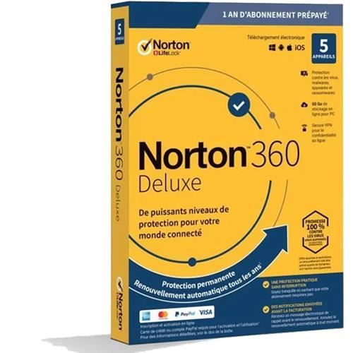 Norton 360 Deluxe 50GB - 5 Devices 1 Year [Téléchargement]