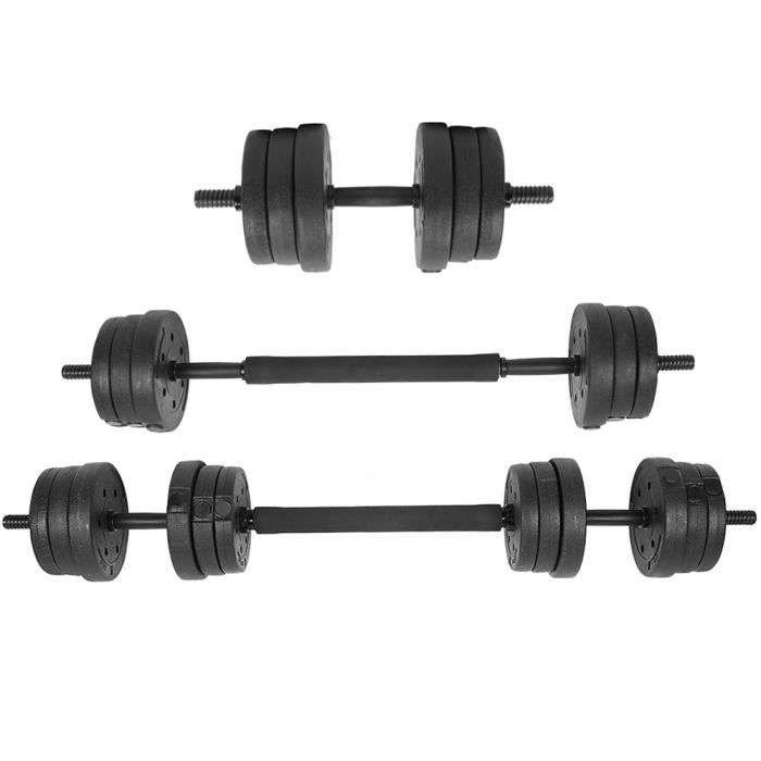 Barre D'Haltères Softee 45 Cm Avec Fixations Ressort - Pour Musculation à Domicile - Blanc