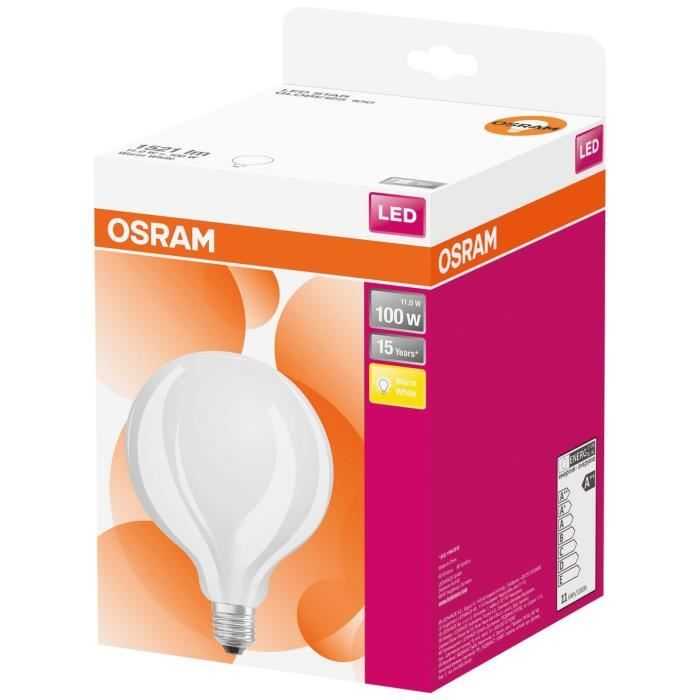 OSRAM Ampoule LED globe dépolie - E27 - Ø125 mm - 10 W - 1521 lm
