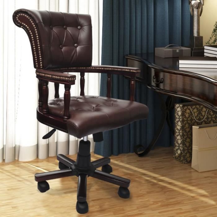 Chaise Pivotante De Bureau Chesterfield Marron Achat Vente Chaise De Bureau Soldes Sur Cdiscount Des Le 20 Janvier Cdiscount