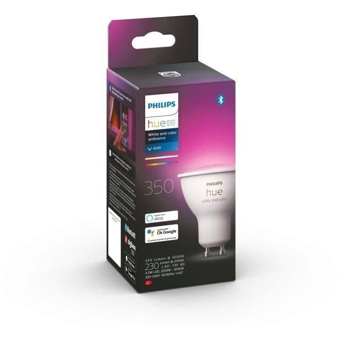 PHILIPS Hue Connectée White & Color Ambiance - Ampoule LED GU10 - Compatible Bluetooth