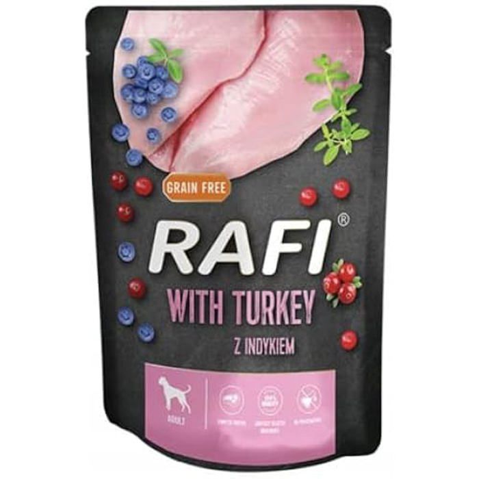 Nourriture humide pour chien - RAFI - Dinde - 300 g - Protéines complètes - Acides gras insaturés