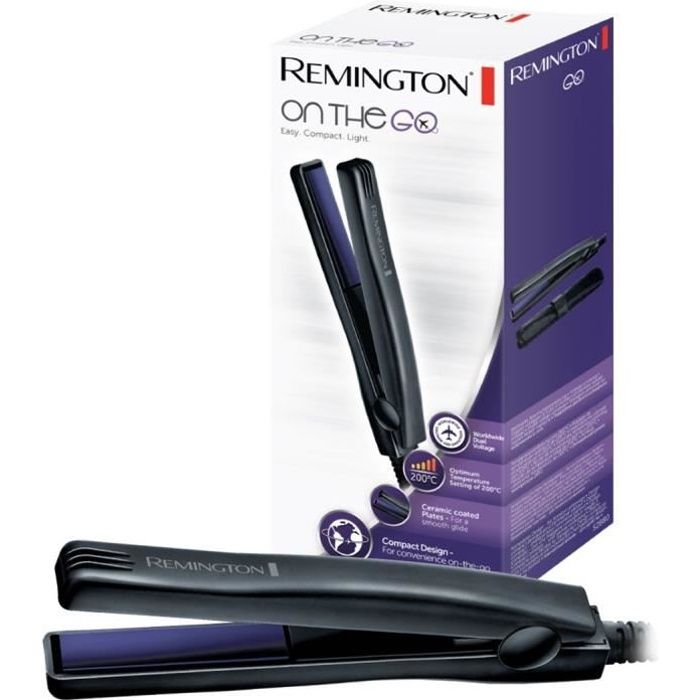 Remington S2880 Fer à Lisser Mini Lisseur de Voyage Advanced Ceramic On The Go, Taille Ultra Compact