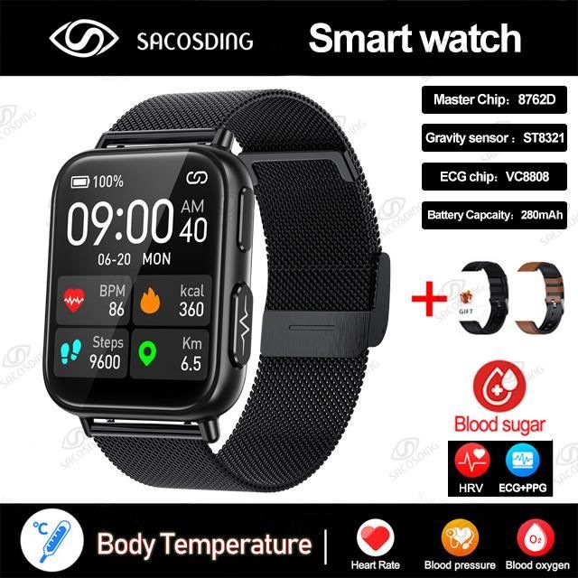 RUMOCOVO Montre connecte ECG + PPG pour hommes et femmes, bracelet de ...