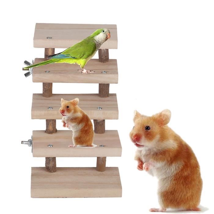 Comparer les prix de SALUTUYA 5 Couches Jouet Escalade Escaliers En Bois Naturel Hamster Échelle Perroquet Jouets Pour Animaux Cadeau Cage Accessoires