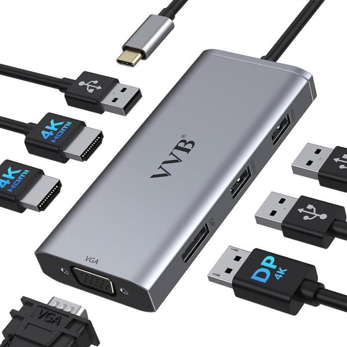 Station D'accueil USB C, 16 En 2 Double Moniteur Station D'accueil USB C Pour MacBook Pro/Air