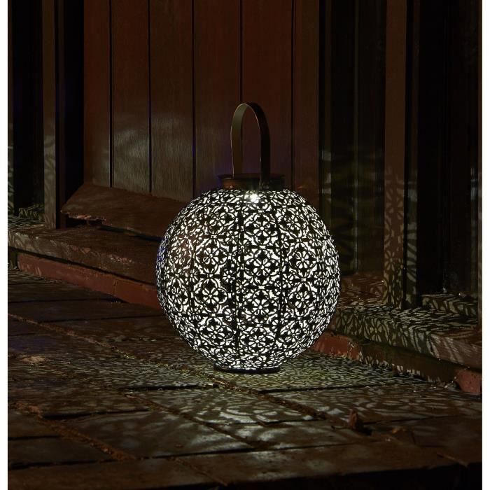 Lanterne solaire - SMART GARDEN - Damasque en métal ajouré - Bronze - Énergie solaire - Ambiance ori