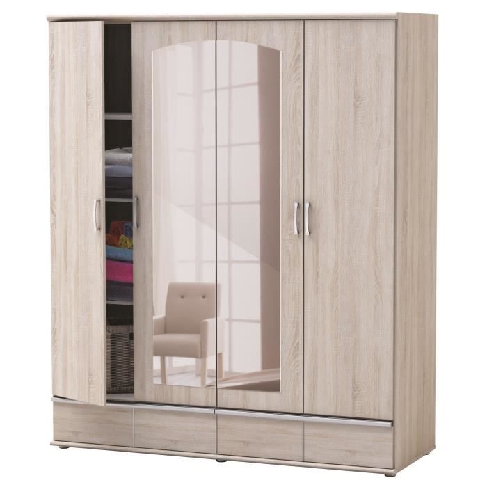 Square Armoire De Chambre Contemporain Decor Chene Brosse Et Blanc
