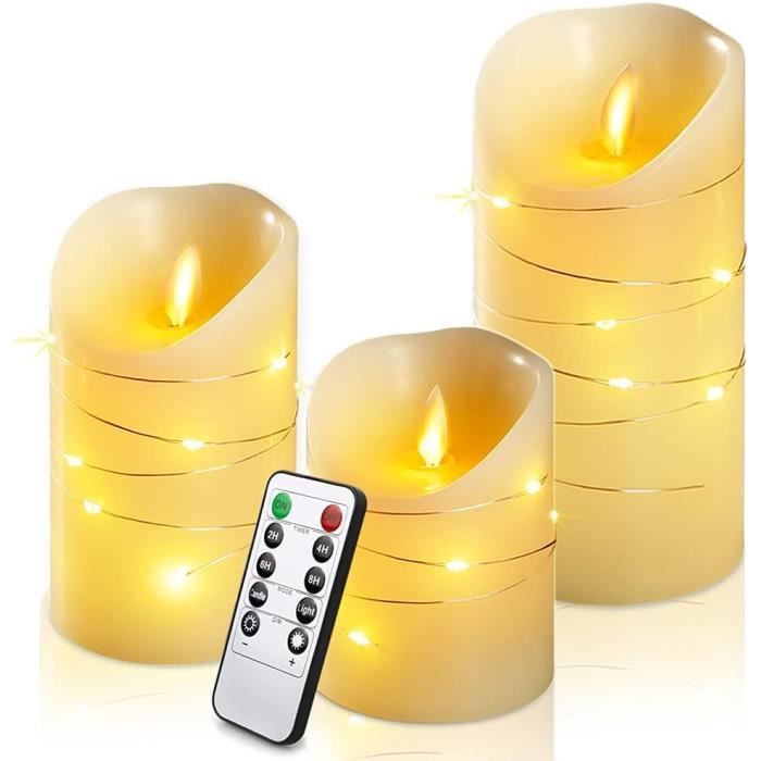 Bougie LED sans flamme 3pcs Bougies LED sans Flamme Décoratives Bougie  Chauffe-plat électronique LED pour la linge lampe - Cdiscount Maison