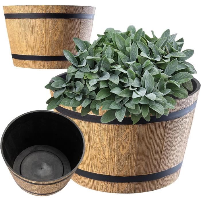 KADAX Pot De Fleurs Haut 57 Cm, Plastique Imitation Rotin, Résistant Aux Intempéries – Intérieur/extérieur, Noir