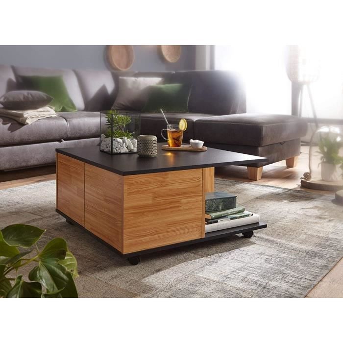 FineBuy Table Basse Design 70x70 cm Table de Salon avec 2 tiroirs Table ...