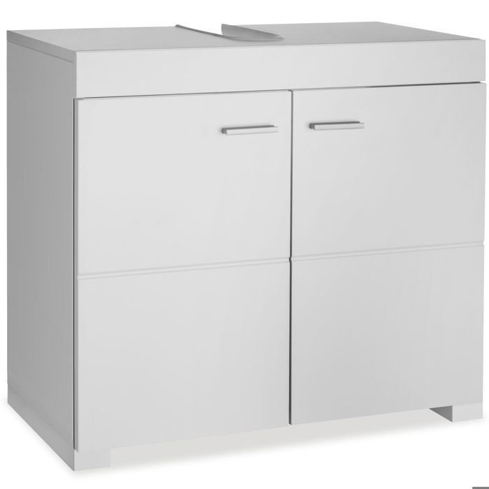 Meuble de salle de bain - TECTAKE - Meuble de lavabo IDRIS avec 2 compartiments et 35 kg de capacité 60 x 35 x 56 cm - Blanc