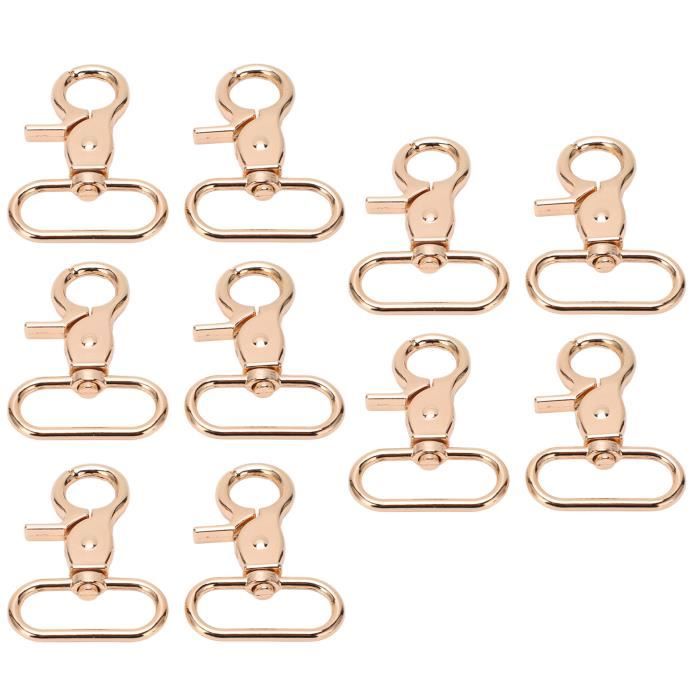 Lot de 2 clips pivotants pour porte-clés - Fermoir mousqueton rotatif pour chien - Accessoires de quincaillerie - Crochets à ressort en métal pour sac à main, fabrication de bijoux - Or