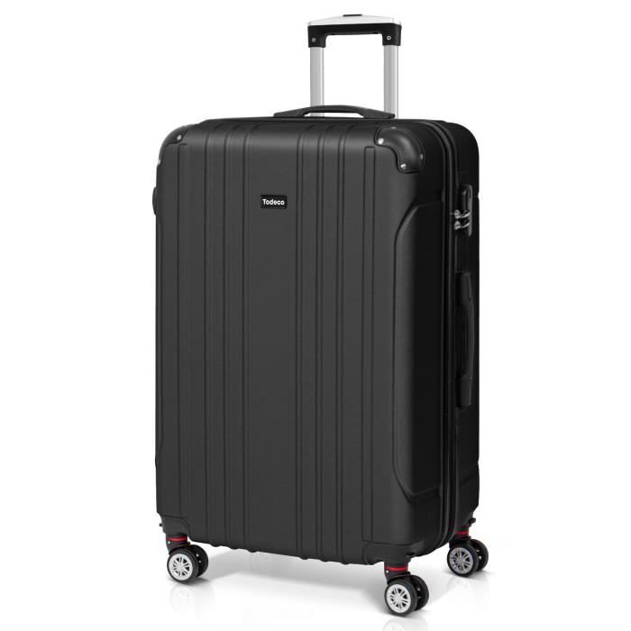 valise grande taille 78cm, valise de voyage, rigide e légère abs valise de voyage à roulettes valises, 78x51x28cm, noir