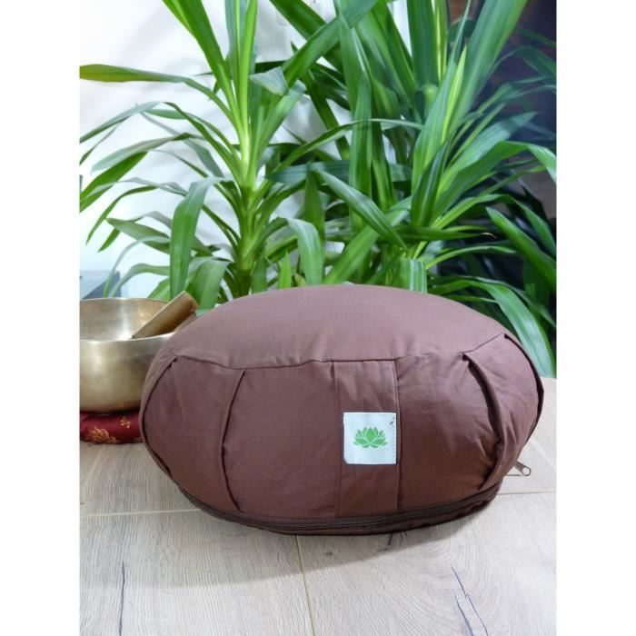 Coussin De Méditation Zafu Circulaire Handelsturm 34x15 Cm Marron-Orange - Rembourrage Kapok Naturel