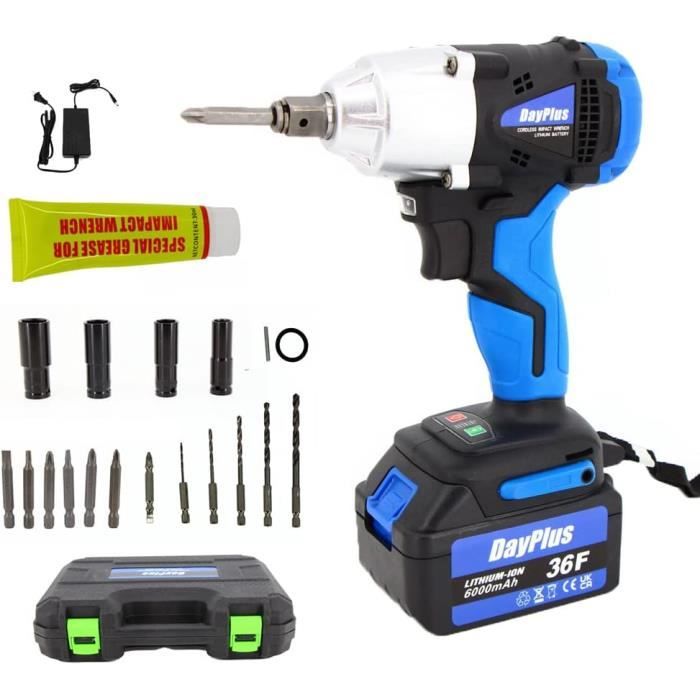 Visseuse à Chocs Sans Balais Dong Cheng 18V - Couple 208Nm, 3 Vitesses, Mode Auto-taraudeur - Mandrin 1/4 Hex, LED, Avec 2 Batteries 2.0Ah - Pour Bricolage Intensif
