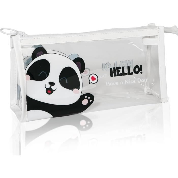 Trousse à Crayons Panda Grande Capacité - 22x7,5x13 Cm, Avec Autocollants Et Accessoires - Pour école, Cadeau