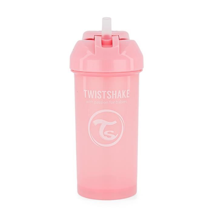 Twistshake Tasse à bec avec paille - Bébé - 360 ml - Biberon étanche - Tasse à bec sans BPA - Entraînement - Enfants -6m+ - Rose