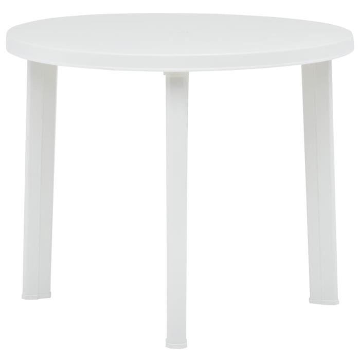 table de jardin - vidaxl - blanc - rond - 4 personnes - contemporain