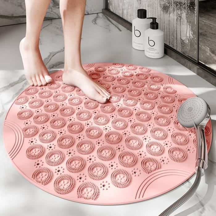 Tapis De Douche RHP Antidérapant – Ventouses – Trous Drainage – Massage – Gris 50x50 Cm – PVC Antibactérien