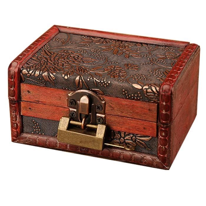 Boîte De Rangement Vintage En Bois Avec Serrure - Coffre Au Trésor Pirate, Décoration, Rangement Bijoux, Cadeau