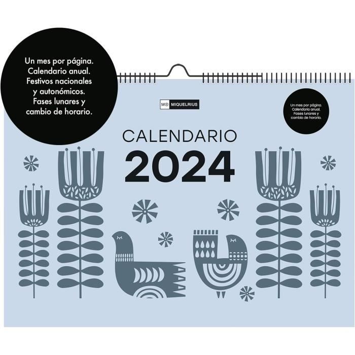 TR_222 Calendrier 2024 3 mois avec spirale et bloc d'images – 81 cm de long  – Multilingue D/GB/F/E – 6 motifs de vacances – Calendrier mural à  suspendre : : Fournitures de bureau