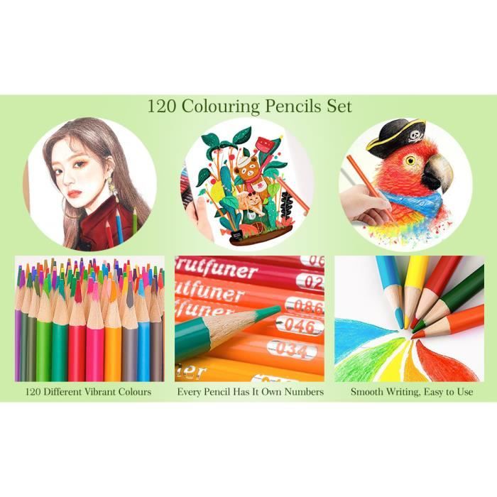 Boîte de 120 Crayons de Couleur,Les Meilleurs Crayons pour Enfants,Adultes  et Artistes.Idéal pour Tous Les Types de coloriage - Cdiscount Beaux-Arts  et Loisirs créatifs
