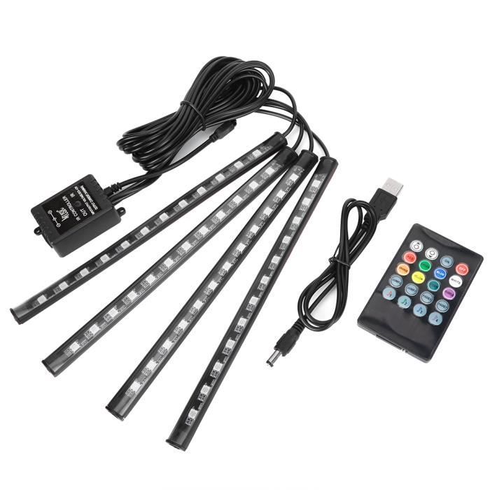 Kit LED Intérieur Voiture Sans Fil - 7 Lampes, 8 Couleurs, Télécommande, Recharge USB, Pour Voiture/moto/drone