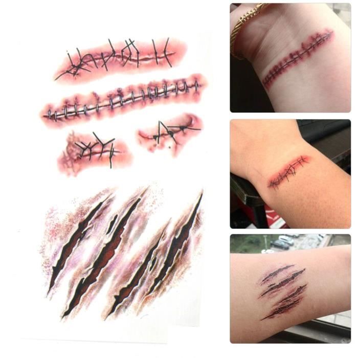 Dilwe Modèle De Tatouage 28pcs Halloween Autocollants De Tatouage