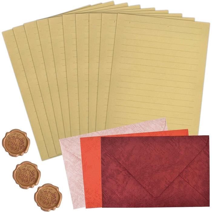 Enveloppes de Papier Papeterie Vintage 10 Papiers à Lettres A5 Vintage, 3 Enveloppes  Kraft Colorées, 3 Autocollants [88] - Cdiscount Beaux-Arts et Loisirs  créatifs