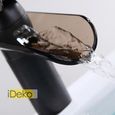 iDeko® Robinet salle de bain lavabo cascade mitigeur verre peintre thé marron-2