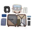 Kono Ensemble de valises légères en ABS rigide avec serrure TSA + sac cabine Ryanair 40 x 20 x 25 cm, turquoise, 4 Piece Set, Crème-2