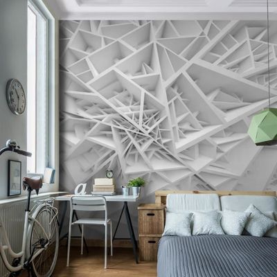 Papier Peint 3D Autocollant Luna – Motif Engrenages Mécaniques Gris (amovible)