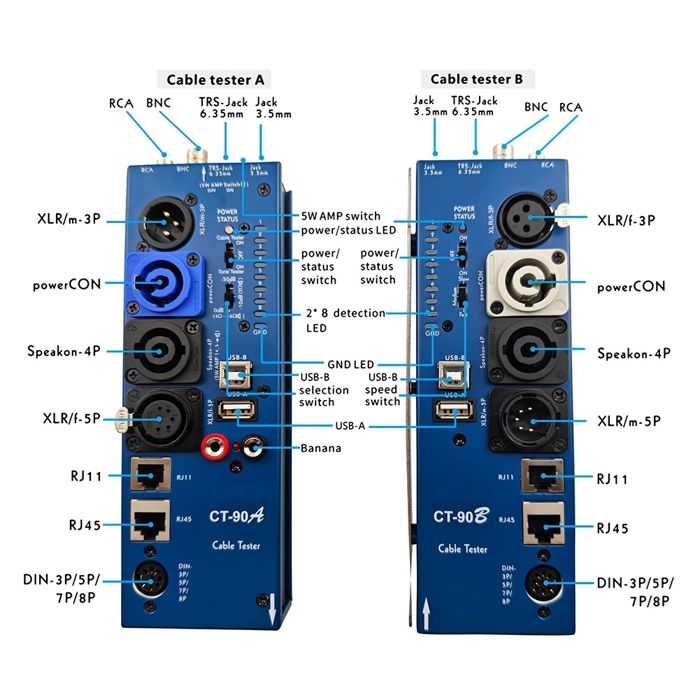 Uhidka CT-20C Tester per Cavi Audio Multifunzione 16 In 1 Tester per Cavi Elettronico Speciale per di Segnale XLR Compatibile con