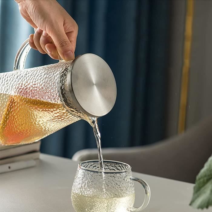 Carafe d'eau Pichet en verre avec couvercle pichet de thé glacé pichet  pichet chaud eau froide eau thé thé café café lait et j[1221] - Cdiscount  Maison
