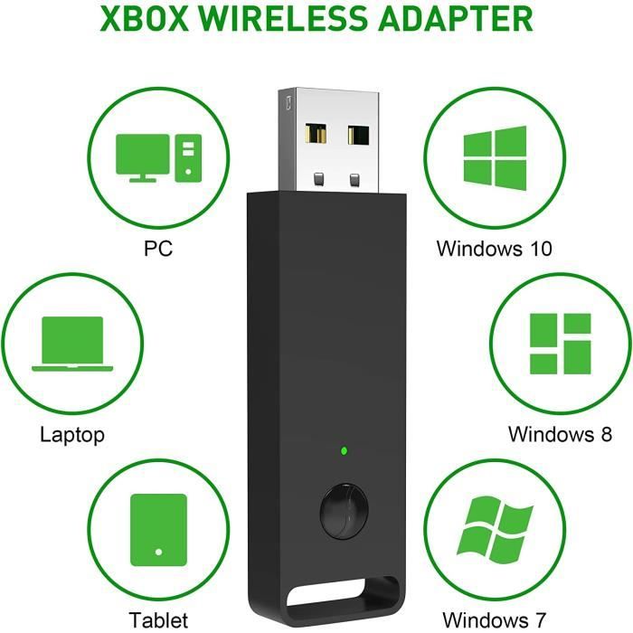 Adaptateur sans fil Xbox pour PC Windows 10/8.1/8/7 et casque, adaptateur  sans fil compatible avec manette Xbox - Cdiscount