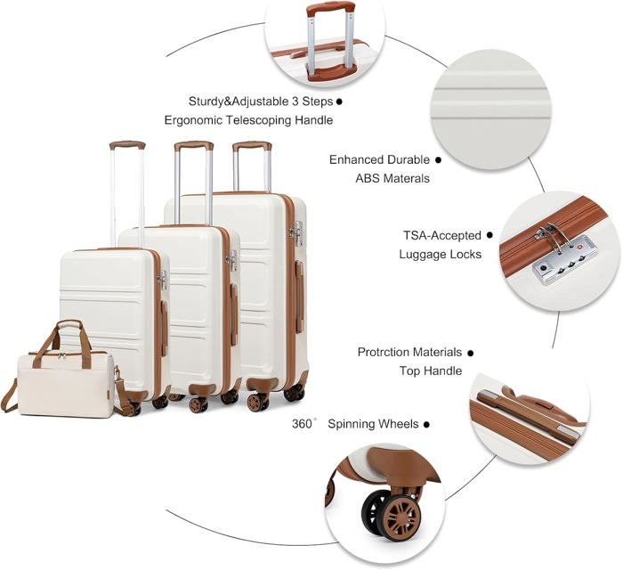 Kono Ensemble de valises l g res en ABS rigide avec serrure TSA
