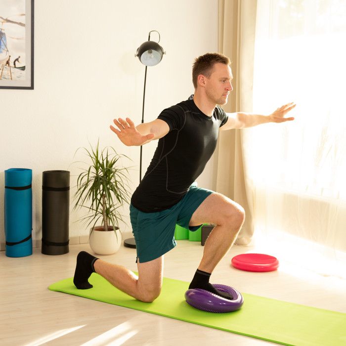 Lot De 9 Coussins D'Équilibre Relaxdays - Disque Pliable Avec Pompe | Fitness, Yoga, Rééducation Vert