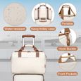 Kono Ensemble de valises légères en ABS rigide avec serrure TSA + sac cabine Ryanair 40 x 20 x 25 cm, turquoise, 4 Piece Set, Crème-3